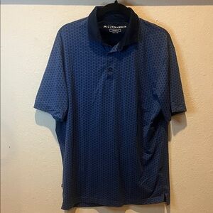 Mizzen+Main Mens Navy Patterned Polo size Large Trim